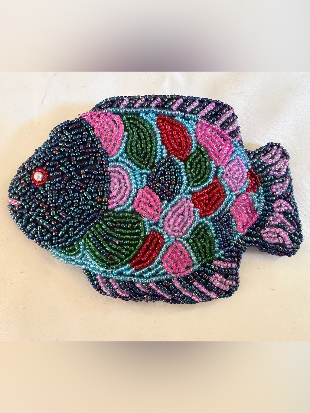 Never Used Colorful Beaded Fish Coin Purse Not As Bright As Photos